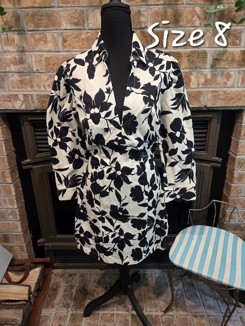 Studio F Black & White Floral Dress